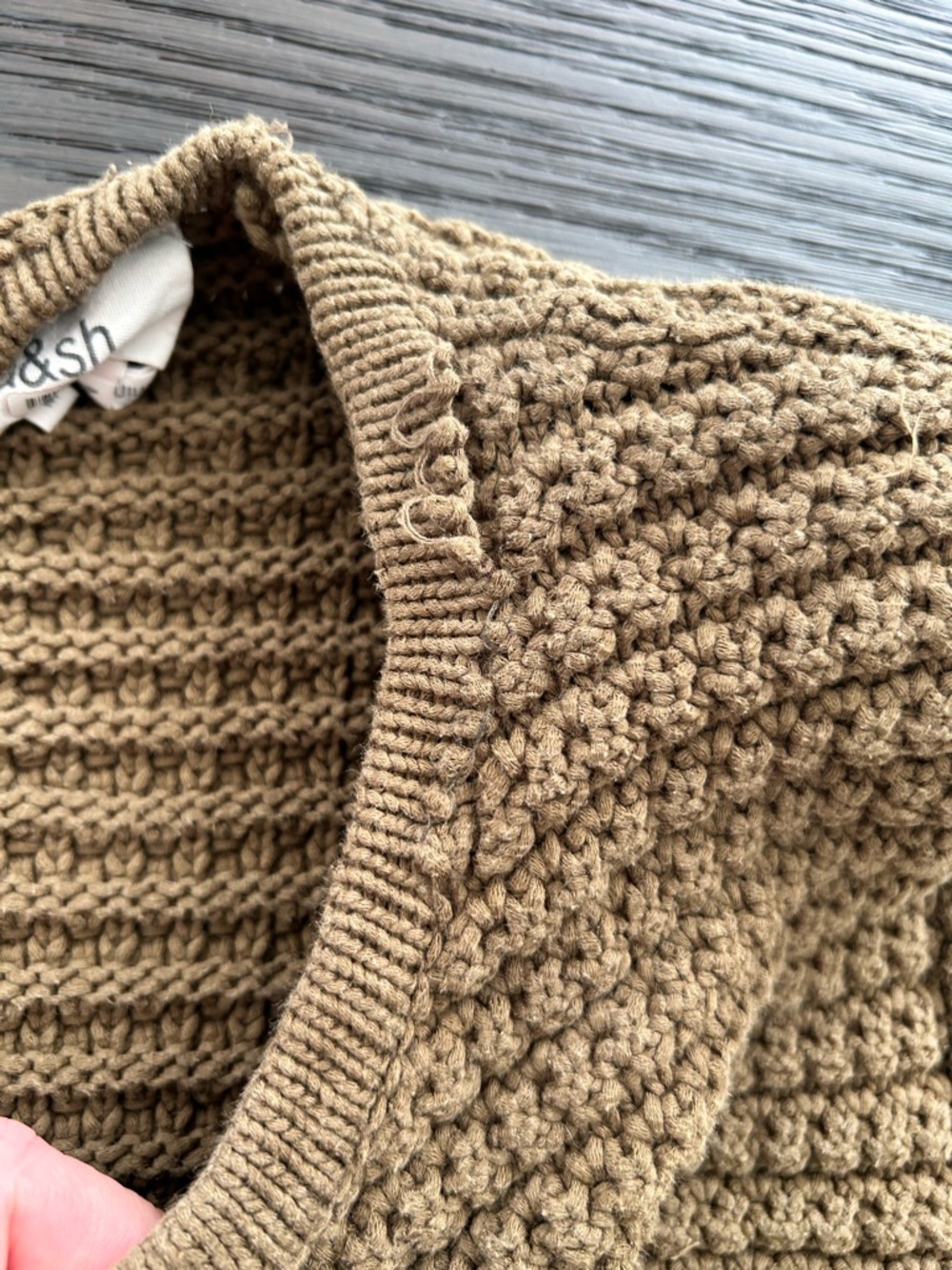 ba&sh Gaspard Cardigan Tan Open-Weave Knit Crop - Picture 10 of 11